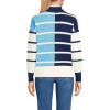 Lands’ End Women’s Drifter Cotton Quarter Zip Pullover Sweater(Deep Sea/Fresh Ivory Stripe)