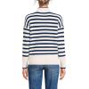 Lands’ End Women’s Drifter Cotton Quarter Zip Pullover Sweater(Ivory/Navy Stripe)