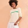 Lands’ End Women’s Drifter Jacquard Crew Neck Sweater(Fresh Ivory Lands End)