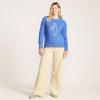 Lands’ End Women’s Drifter Jacquard Raglan Crew Neck Sweater(Winter Penguin/Blue)