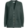 Lands’ End Women’s Drifter Varsity Vneck Relaxed Cardigan Sweater(Evening Forest)