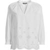 Lands’ End Women’s Eyelet Split Neck Shirt(White)