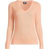 Lands’ End Women’s Fine Gauge Cotton Baby Cable Vneck Sweater(Peach Sorbet)