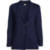Lands’ End Women’s Fine Gauge Cotton Button Front Blazer Sweater(Deep Sea Navy)