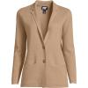 Lands’ End Women’s Fine Gauge Cotton Button Front Blazer Sweater(Vicuna Heather)