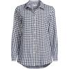Lands’ End Women’s Flannel Boyfriend Fit Long Sleeve Shirt(Deep Sea/Ivory Mini Check)