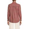 Lands’ End Women’s Flannel Boyfriend Fit Long Sleeve Shirt(Sea Coral Small Plaid)