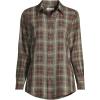 Lands’ End Women’s Flannel Boyfriend Fit Long Sleeve Shirt(Sunwashed Olive Multi Plaid)