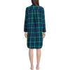 Lands’ End Women’s Flannel Long Sleeve Sleepshirt Nightgown(Light Emerald Blackwatch)