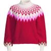 Lands’ End Women’s Fuzzy Turtleneck Lantern Sleeve Jacquard Sweater(Rich Red Fairisle)