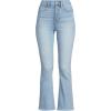 Lands’ End Women’s High Rise Denim Button Front Kick Flare Crop Jeans(Arctic Indigo)