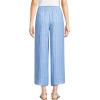 Lands’ End Women’s High Rise Pull On Drawstring Linen Wide Leg Crop Pants(Soft Blue Linen Stripe)