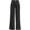 Lands’ End Women’s High Rise Soft Denim Pleated Wide Leg Trousers(Black Wash)
