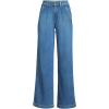 Lands’ End Women’s High Rise Soft Denim Pleated Wide Leg Trousers(Indigo Tide Blue)