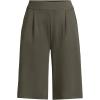 Lands’ End Women’s Knit High Rise Pleated 12″ Bermuda Shorts(Forest Moss)