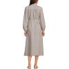Lands’ End Women’s Linen Long Sleeve Midi Shirt Dress(Toasted Rye Stripe)