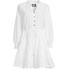 Lands’ End Women’s Long Sleeve Eyelet Mini Popover Dress(White Eyelet)
