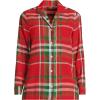Lands’ End Women’s Long Sleeve Flannel Sleep Top Compass Red/Emerald Plaid Regular Small