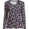 Lands’ End Women’s Long Sleeve Lightweight Jersey Scoop Neck T-Shirt(Deep Sea Colorful Floral)