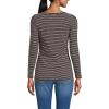 Lands’ End Women’s Long Sleeve Lightweight Jersey Scoop Neck T-Shirt(Rich Coffee Thin Stripe)