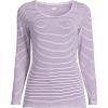 Lands’ End Women’s Long Sleeve Lightweight Jersey Scoop Neck T-Shirt(Whisper Lilac/Navy Thin Stripe)