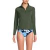 Lands’ End Women’s Long Sleeve Rash Guard Cover-up UPF 50(Rich Olive Green)