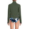Lands’ End Women’s Long Sleeve Rash Guard Cover-up UPF 50(Rich Olive Green)