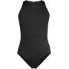 Lands’ End Women’s Mastectomy Tugless High Neck Portrait Back One Piece Swimsuit 6 Black