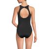 Lands’ End Women’s Mastectomy Tugless High Neck Portrait Back One Piece Swimsuit 6 Black