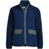 Lands’ End Women’s Mixed Media Sherpa Fleece Jacket(Deep Sea Navy/Spruce)