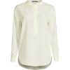 Lands’ End Women’s No Iron Long Sleeve Banded Collar Popover Shirt(Faint Lemon Stripe)