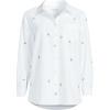 Lands’ End Women’s Oxford Shirt(White Daisy Embroidery)