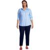 Lands’ End Women’s Pinwale Cord Long Sleeve Shirt(Chicory Blue Stripe)