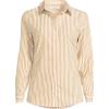 Lands’ End Women’s Pinwale Cord Long Sleeve Shirt(Dijon Gold/White Stripe)