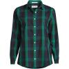 Lands’ End Women’s Pinwale Cord Long Sleeve Shirt(Rich Clover/Navy Plaid)