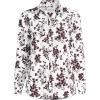 Lands’ End Women’s Pinwale Cord Long Sleeve Shirt(White/Lush Burgundy Floral)