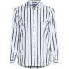 Lands’ End Women’s Pinwale Cord Long Sleeve Shirt(White/Navy Classic Stripe)