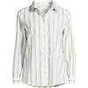 Lands’ End Women’s Pinwale Cord Long Sleeve Shirt(White/Winter Pear Quad Stripe)