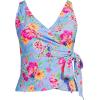 Lands’ End Women’s Plus Size DD-Cup Side Tie Tankini Top(Cloud Blue Romantic Floral)