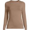 Lands’ End Women’s Plus Size Lightweight Jersey Skimming Long Sleeve Crew Neck T-Shirt(Honey Beige)