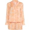 Lands’ End Women’s Plus Size Matte Satin 2 Piece Pajama Set – Long Sleeve Top and Shorts(Orange Mist Romantic Floral)