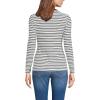 Lands’ End Women’s Polished Rib Tie Henley Top(Black Dual Stripe)
