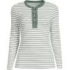 Lands’ End Women’s Polished Rib Tie Henley Top(Spruce Dual Stripe)