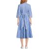 Lands’ End Women’s Poplin Midi Wrap Front Dress(Sapphire Gem Blue Broad Stripe)