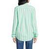 Lands’ End Women’s Poplin Tie Sleeve Shirt(Wintergreen/White Stripe)