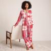 Lands’ End Women’s Print Flannel Pajama Pants(Compass Red Patchwork Plaid)