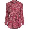 Lands’ End Women’s Rayon Tie Waist Shirt(Rich Red Swirl Paisley)