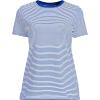 Lands’ End Women’s Relaxed American-Grown Supima Cotton Crew Neck T-Shirt(Cobalt/Ivory Micro Stripe)