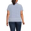 Lands’ End Women’s Relaxed American-Grown Supima Cotton Crew Neck T-Shirt(Cobalt/Ivory Micro Stripe)