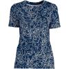 Lands’ End Women’s Relaxed American-Grown Supima Cotton Crew Neck T-Shirt(Deep Sea Navy Poetic Floral)